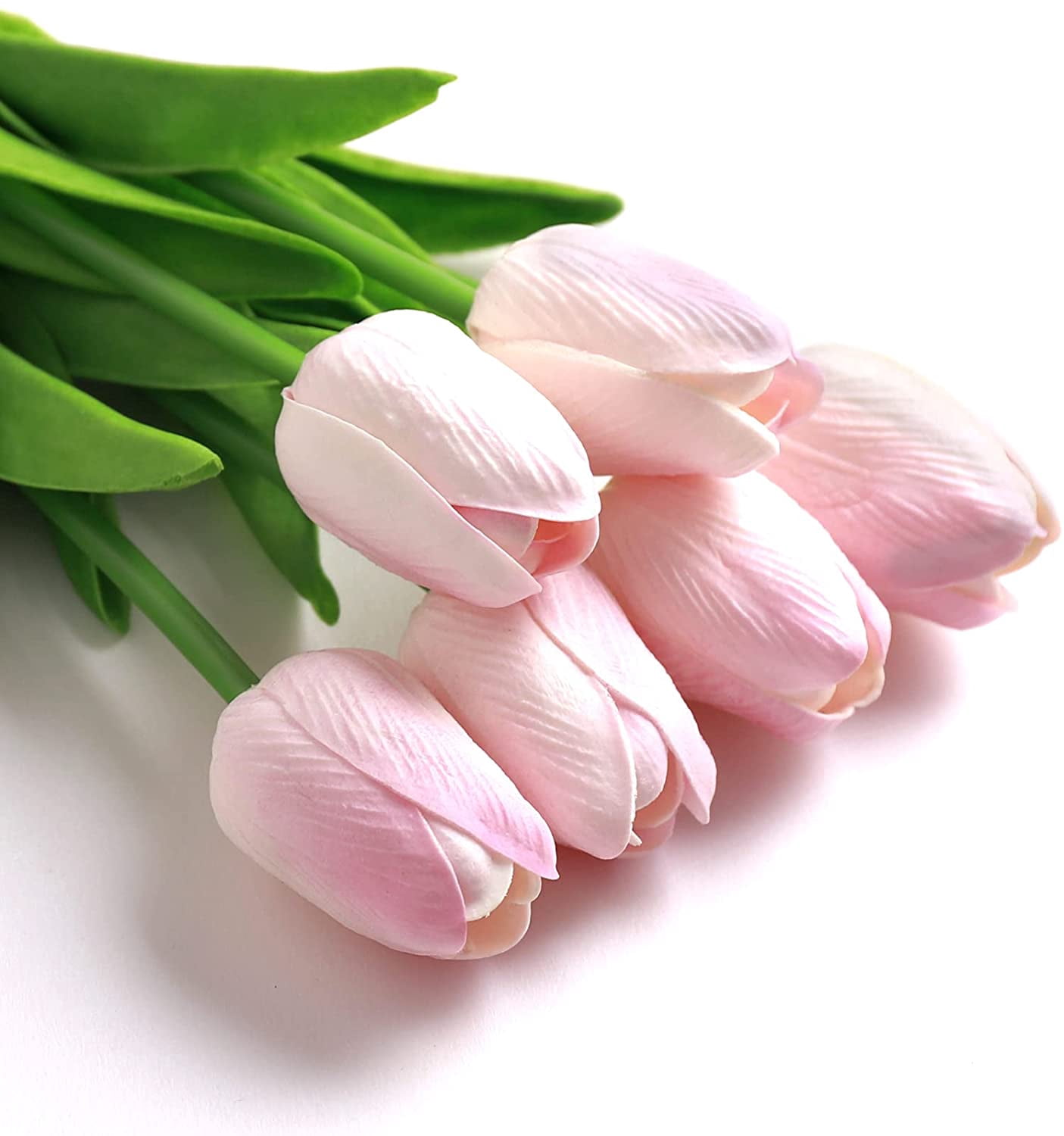 White Artificial Flowers 20 Pcs Faux Tulips PU Real Touch Fake Flowers for Home Office Wedding Decor Arrangement Bouquet Faux Flowers for Decoration