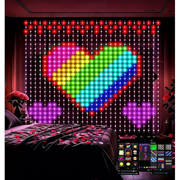 Smart Curtain Lights Plug in, 400 LED Curtain Fairy Lights 6.6Ft x 6.6Ft with App & Remote, Music Sync Programmable Window Hanging Light Dynamic DIY for Indoor Outdoor Backdrop Wall Decor