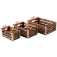 thumbnail image 3 of Sintosin Farmhouse Wooden Storage Box Set of 3, Distressed Small Wooden Crates with Metal Corners, Brown, 3 of 9