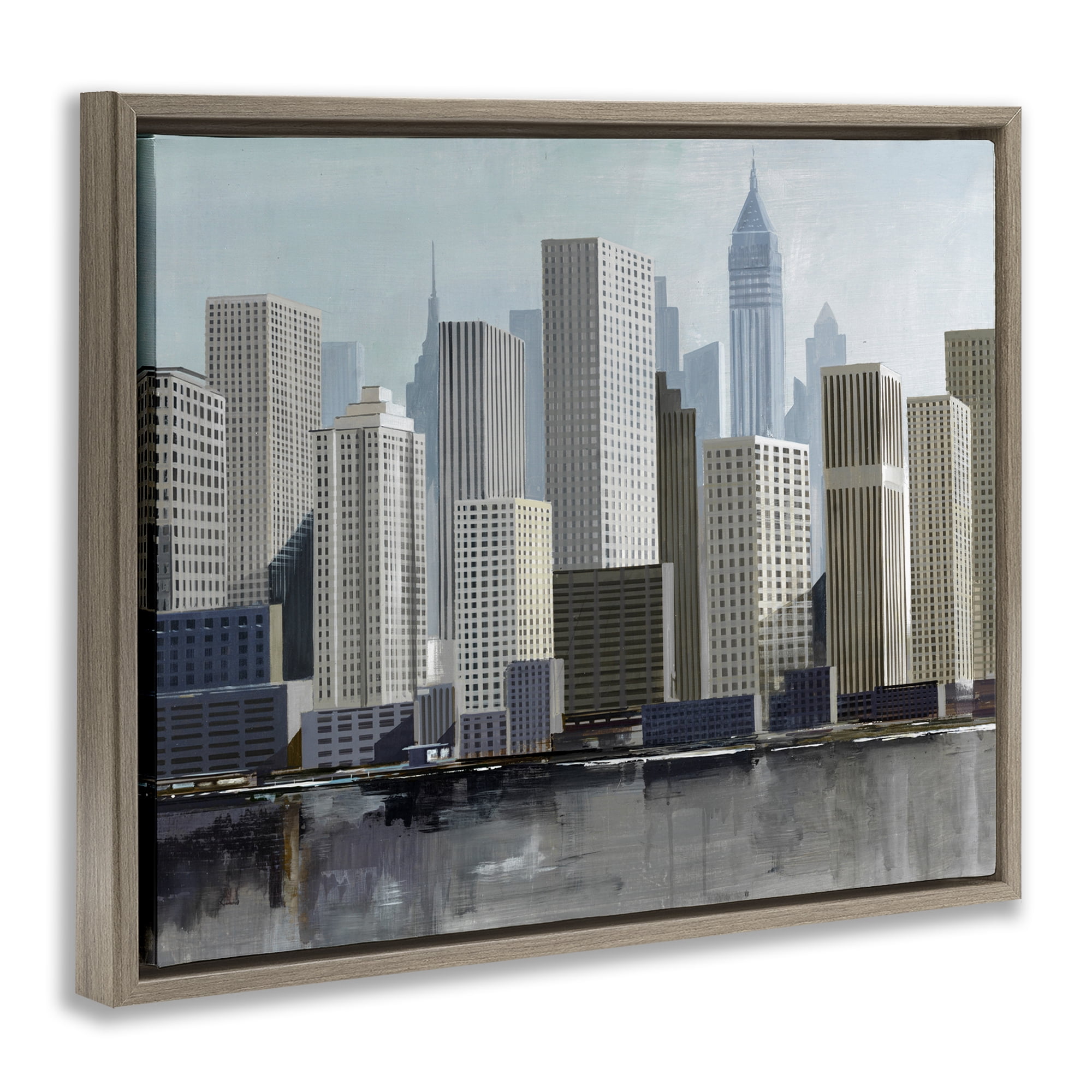 Stupell Industries New York City Sans Bridge Brown Framed Floater Canvas Wall Art, design by Lorenzo Collective