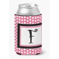thumbnail image 1 of Aislador de bebidas de lata o botella Caroline's Treasures Monograma inicial de la letra F lunares negros rosados, 1 of 1