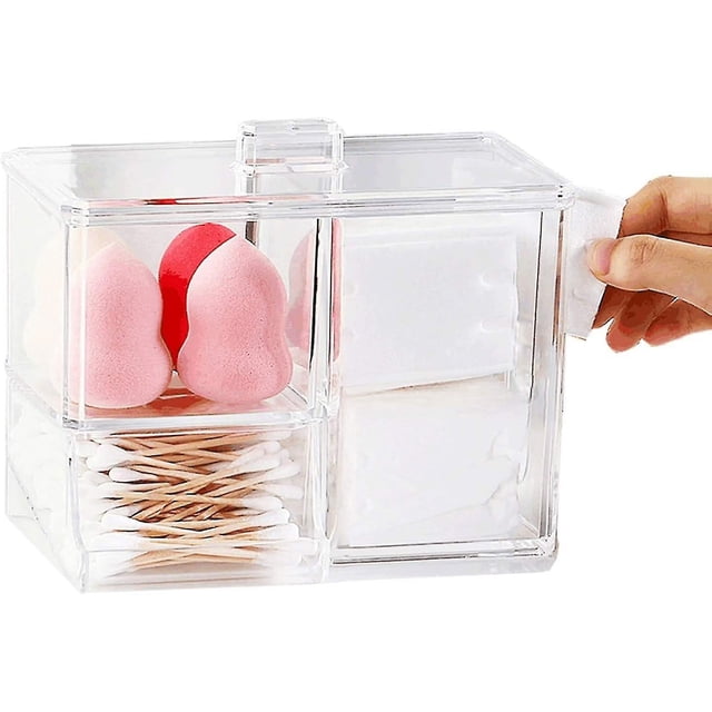 Caja de ALMACENAMIENTO de maquillaje KEWITY Con dispensador de hisopos de algodón