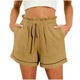 thumbnail image 1 of AQUARIVE Womens Jeans Shorts Drawstring Waist Fashion Loose Shorts Solid Color High Waisted With Pockets Wide Leg Spring Summer Breathable Athletic Gym Short Pants L, 1 of 7