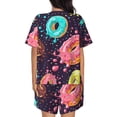 thumbnail image 6 of Daiia Donuts1 Pattern Womens Pajama Sets Short Sleeve Pajamas for Women Sets Soft Lounge Sets Casual Round Neck Sleepwear PJS-, 6 of 7