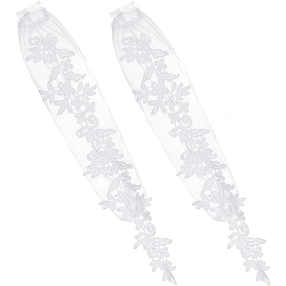 19.29 inch Long Lace Fingerless Gloves Bridal Elbow Length Gloves Women's Floral Arm Sleeves for DIY