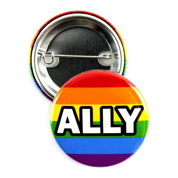 25 Pack - LGBTQ Ally Rainbow Pride Flag Pinback Button Badges - 1.5 Inch Round