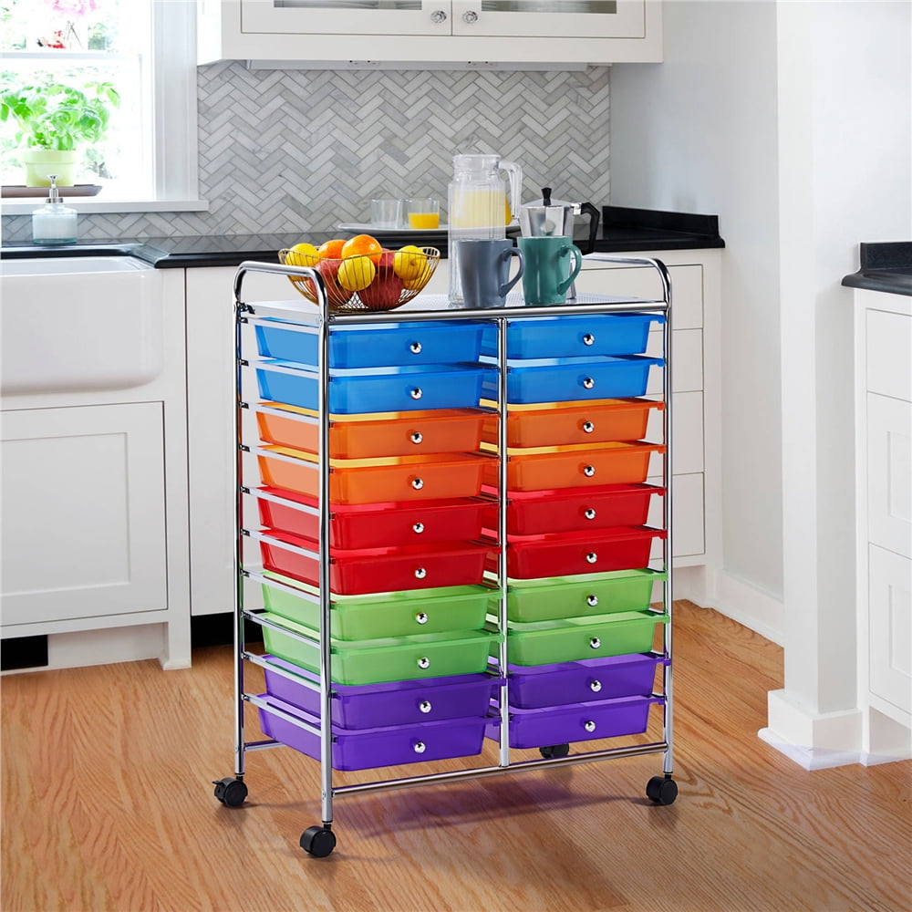 Yaheetech 20 Drawer Rolling Storage Cart Bin Organizer on Wheels,Multicolor