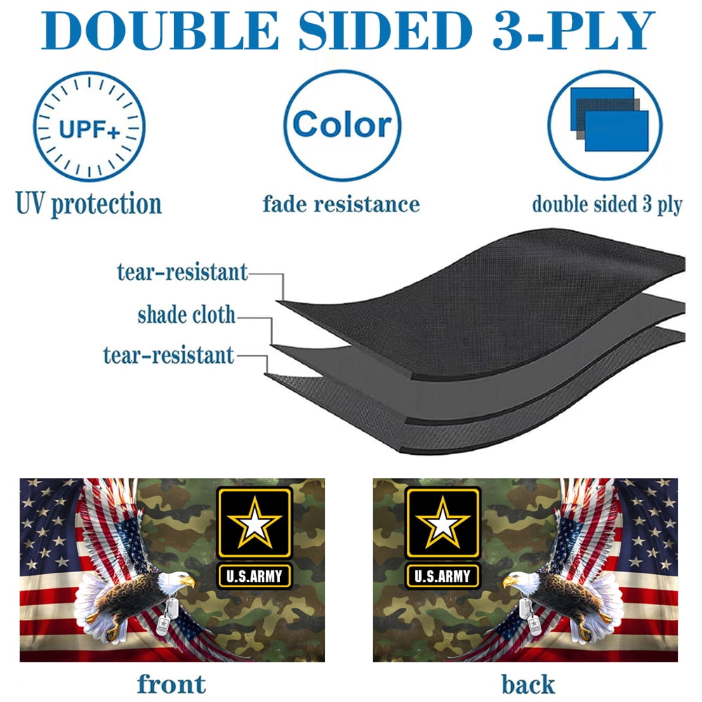 Double Sided U.S. Army American Eagle Veteran Flag 3ply Polyester United States Naval Military 3x5 FT Indoor Outdoor Banner