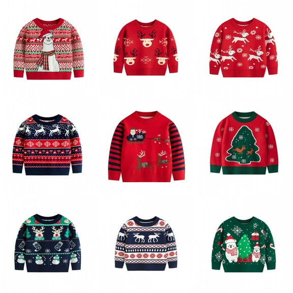 SILVERCELL 2-7T Kids Boys Girls Christmas Sweaters Long Sleeve Ugly Sweater Knitted Tops