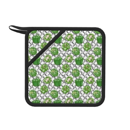 

1 PCS Pot Holders for Kitchen - Heat Resistant Silicone Pot Holders with Hanging Loop Bell Pepper Print funny Non Slip Oven Hot Pads Potholders for Decor Baking Cooking Kitchen