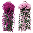 thumbnail image 1 of Flor falsa, flor de imitación, enredadera de flores violetas, enredadera de flores para colgar en la pared, cesta colgante de orquídeas, flores para sala de estar, balcón, decoración del hogar, pared, 1 of 5