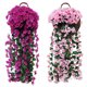 thumbnail image 1 of Flor falsa, flor de imitación, enredadera de flores violetas, enredadera de flores para colgar en la pared, cesta colgante de orquídeas, flores para sala de estar, balcón, decoración del hogar, pared, 1 of 5