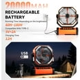 thumbnail image 5 of Camping LED Fan with Light, 20000mAh Rechargeable Battery Powered Outdoor Tent Fan with Light and Hook, 4 Speed, Personal USB Desk Fan for Camping, Fishing, Power Outage,Hurricane, Worksite, 5 of 5