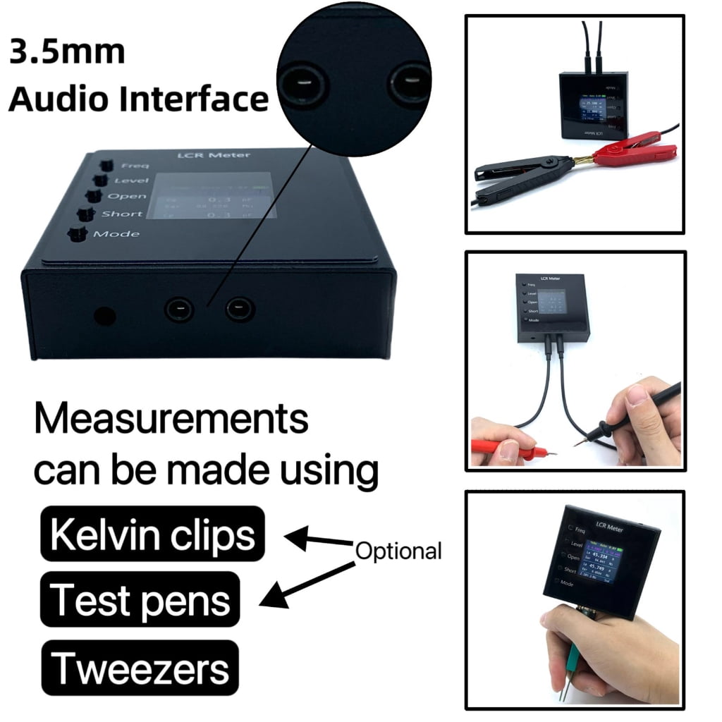 AOOOWER Portable Digital Meter Bridge Tweezer For Accurate Resistance Capacitance Inductance Measurement with 100kHz Frequency