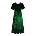 thumbnail image 7 of Penkiiy Women's Summer Marble Print Casual Short Sleeve Crewneck Basic Swing T Shirt Dress Flowy Beach Vacation Sundress S Green, 7 of 7