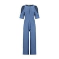 thumbnail image 6 of 2025 Clearance Items under $5.00 LEBONYARD Womens Jumpsuits Long Sleeve,Women Strapless Solid Color Pocket Short Sleeve Straight Loose Pants Jumpsuit Blue S, 6 of 6