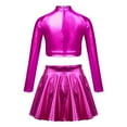 thumbnail image 2 of TiaoBug Kids Girls Dance Outfits 2-Piece Party Dress Costume Shiny Sequin Crop Tops with Metallic Skirt Set Hot Pink 10, 2 of 7