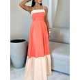 thumbnail image 4 of Women'S Strap Dress Spring and Summer European and American Style Sleeveless Color Contrasting Long Dress Red M, 4 of 8