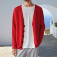 thumbnail image 2 of Men's Knit Cardigan Sweater Casual Loose Fit Korean Style Button Up Outerwear For Spring Fall Winter Season Workwear Men's Trench Coat Plus Size Winter Cardigan for Men, 2 of 6