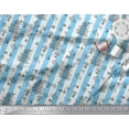 thumbnail image 2 of Soimoi Blue Cotton Voile Fabric Text & Tree Stripe Printed Fabric 1 Yard 42 Inch Wide, 2 of 3