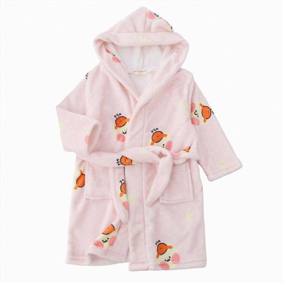 TOWED22 Boys Girls Robe Kids Flannel Hooded Bathrobe Sleepwear Pajamas Toddler Soft Plush Robes Baby Gifts(Pink,2-3 Y)