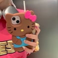 thumbnail image 1 of Sanrio-funda Hawaiana de piel negra para Iphone, carcasa de silicona a prueba de golpes para Iphone 11, 13, 14, 12 Pro Max, X, Xr, Xsmax, 6, 7, 8, tendencia Fivean unisex, 1 of 2