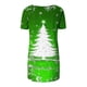 thumbnail image 4 of Camiseta Impresa con Cuello en V de Manga de Raglan de la Parte Trasera Larga Delantera Corta de las Mujeres de Navidad, Vacaciones Informales, 4 of 5