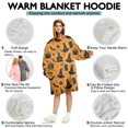 thumbnail image 5 of Wearable Oversized Blanket,Orange Witch Hat Halloween Pattern Wearable Blanket Hoodie for Adults,Cozy Hooded Blankets with Super Pockets,Super Warm Fuzzy Pullover for Women & Men, 5 of 6