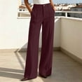thumbnail image 7 of Htigea Women's Dress Pants Button High Waisted Work Trousers Solid Color Straight Leg Business Pant with Pockets Wine XXXL, 7 of 7