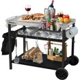 thumbnail image 1 of Grill Cart, Pizza Oven Stand, Outdoor bbq Prep Station with Storage, Wheel, Silver Stainless Steel Tabletop, 1 of 7