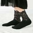 thumbnail image 4 of Opvise Womens Socks 1 Pair Autumn Winter Women Lace Socks Mesh See Through Hollow Out Solid Color Sexy Elasticity Mid Tube Socks Daily Wear Black, 4 of 7