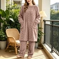 thumbnail image 2 of yillto Women Fleece Nightgowns Long Sleeve Plush Loungewear Sherpa Fuzzy Pajamas Pants 2 Piece, 2 of 7