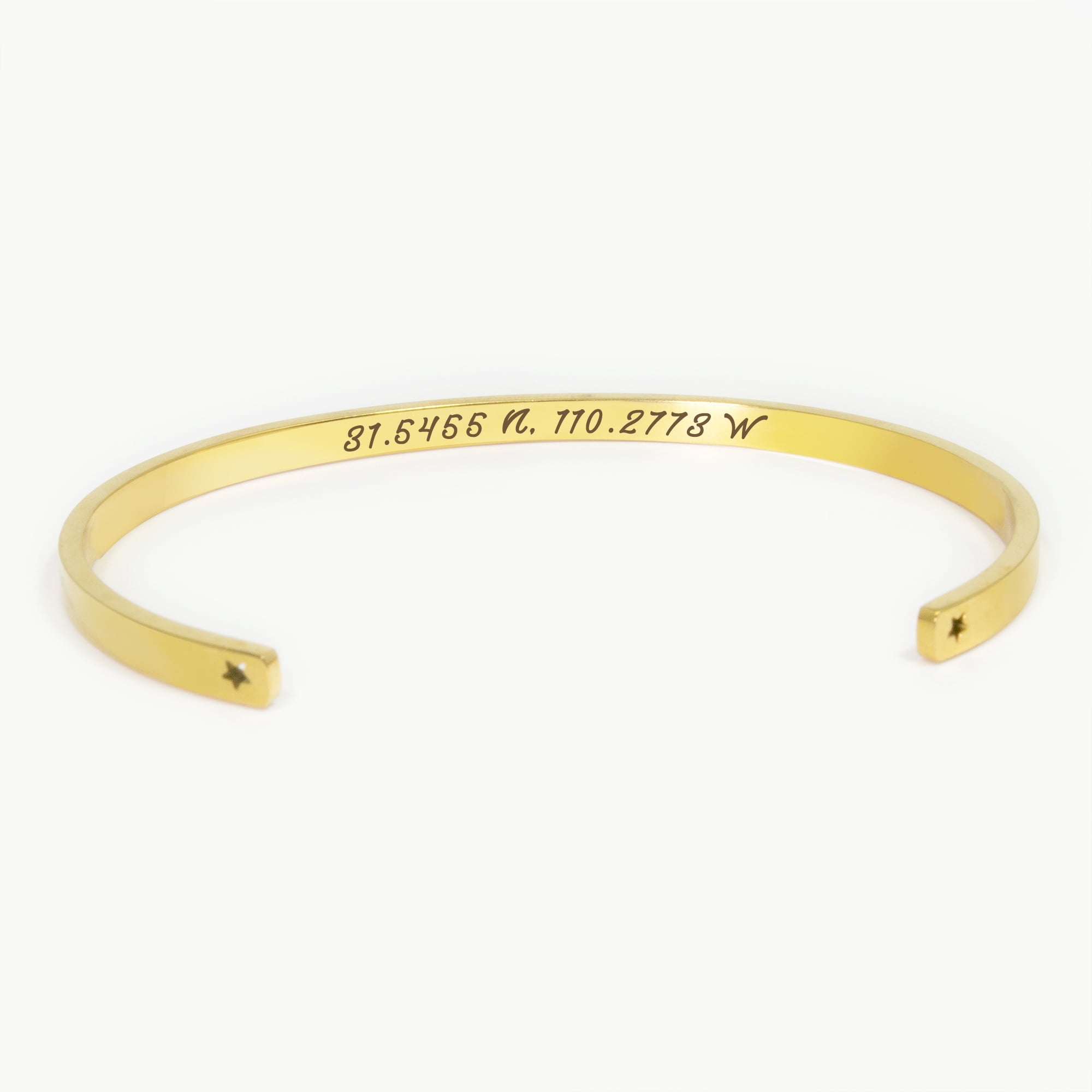 Personalized Gold Stainless Steel Stretchable Cuff Bangle Bracelet - Laser Engraved Dainty Bracelet - Non Tarnish - Stackable Bracelet - Gift for Her Gift Set