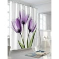 thumbnail image 3 of Purple Tulip Shower Curtain, Image Flower Abstract Transparent Floral Waterproof Shower Curtain Set with 12 Hooks Lightweight Washable Fabric Shower Curtains for Bathroom 60x72 Inches, 3 of 6