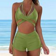 thumbnail image 2 of Sngxgn Bikini Set for Women Bathing Suit High Waisted V Neck Two Pieces Swimsuit(Green,M), 2 of 6