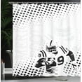 thumbnail image 3 of Ambesonne Polka Dot Shower Curtain, Character Running Passing, 69"Wx70"L, Black White, 3 of 4