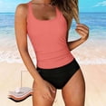 thumbnail image 2 of Women's Sleeveless Swim Tank Top Only - Adjustable Straps Soft Bathing Suit Top, Solid Two Piece Swimsuit Top(Pink,M), 2 of 6