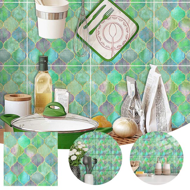 Pegatinas de azulejos con forma de pez colorido decoración de pared de baño de cocina Wmkox8yii fhajkh576
