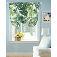 thumbnail image 2 of Green Palm Leaf Tie Up Curtains for Window, Thermal Insulated Balloon Shade Adjustable Rod Pocket Curtains Valance Panels for Kitchen Bathroom Cafe 42 x 63 Summer Leaves Watercolor, 2 of 6