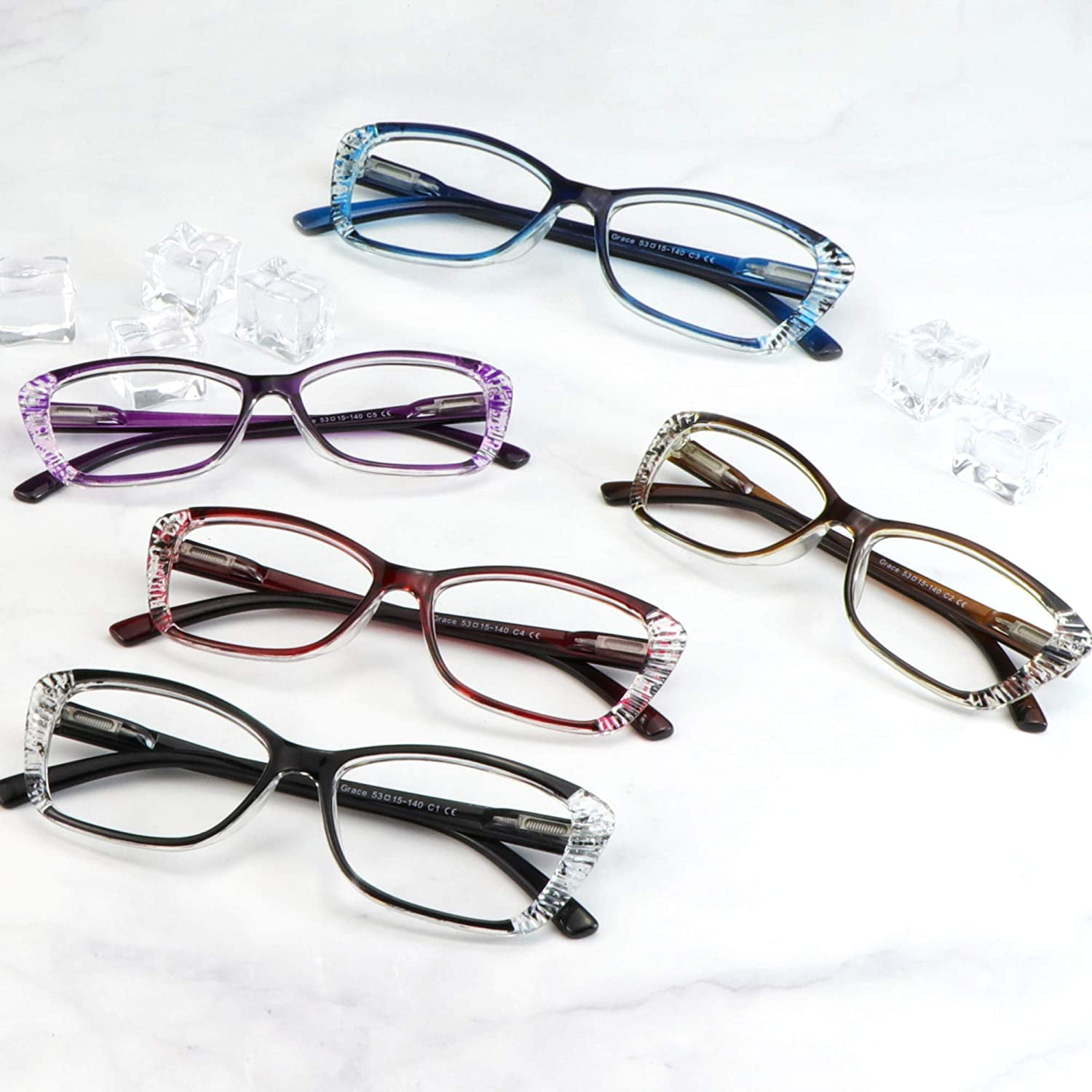 5 Pairs Reading Glasses, Blue Light Blocking Glasses, Computer Reading Glasses for Women and Men, Fashion Rectangle Eyewear Frame(5 colors, +1.25 Magnification)