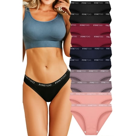 

FINETOO 10 Pack Cotton Underwear For Women Cheeky Panties Low Rise Bikini Hipster Breathable Stretch S-XL