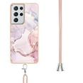 thumbnail image 3 of Allytech Galaxy S21 Ultra Case, TPU Marble Pattern Slim Fit Anti-scratch Shock-absorbing Full Protection Back Cover with Hand Strap Lanyard Case for Samsung Galaxy S21 Ultra, Pink, 3 of 4