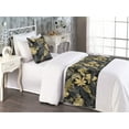 thumbnail image 2 of Exotic Bed Runner Set, Botanical Themed Pattern of Tropical Jungle Flowers Noble Colors, Decorative Bedding Scarf & a Pillow Sham for Hotels Homes, Twin, Dark Grey Fawn and Mustard, by Ambesonne, 2 of 3