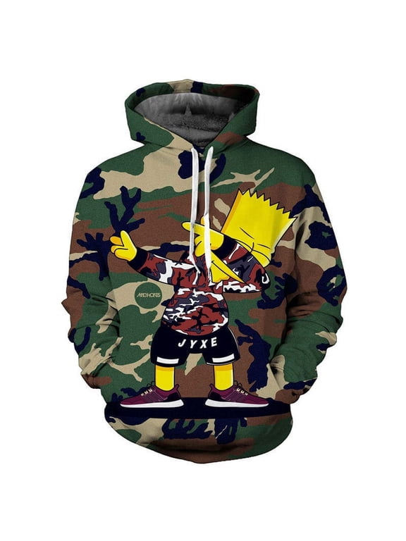 Bart Simpson Dab - The Simpsons 3D Printed Drawstring Hoodie (2XL)