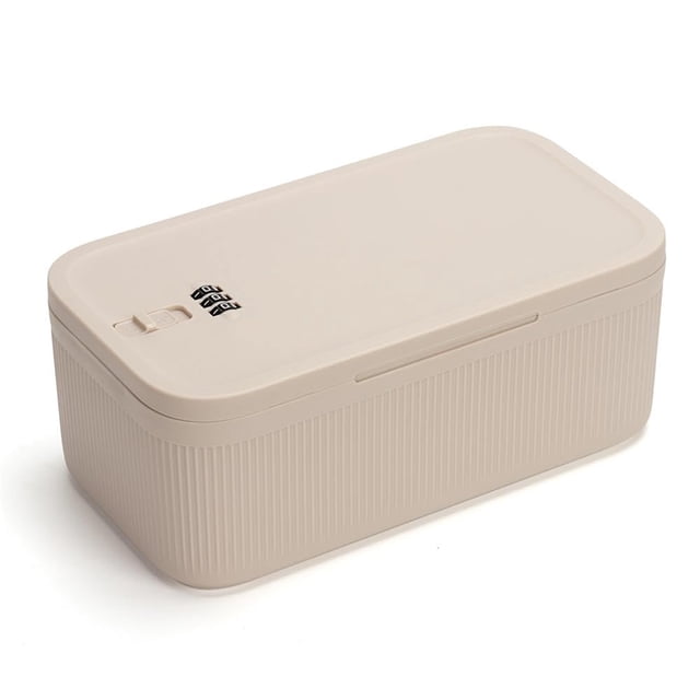 Caja de almacenamiento con llave BOMKVIN para objetos personales, color crema