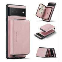 Zipper Wallet Case for Google Pixel 6 Pro, Soft Silicone Shockproof PU Leather Detachable Card Slots Holder Cash Pocket Slim Cover with Kickstand Magnetic Lens Protective Case,Pink