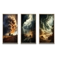 thumbnail image 2 of Designart "Nature s Fury Unleashed" Landscape & Nature Framed Wall Art Set Of 3 - Orange Storms Frame Canvas Set For Living Room Decor, 2 of 6