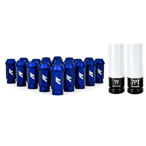 Mishimoto MMLG-15-20LBL Aluminum Locking Lug Nuts M12x1.5, 20pc Set, Blue