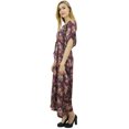 thumbnail image 3 of Bimba Women's Long Satin Maxi Drawstring Floral Kaftan Kimono Wine Gown - 20, 3 of 7