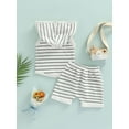 thumbnail image 4 of Biekopu Baby Boys Summer Suit, Sleeveless Hooded Striped Print Vest Tops + Casual Drawstring Short Pants,0-3 Years, 4 of 8
